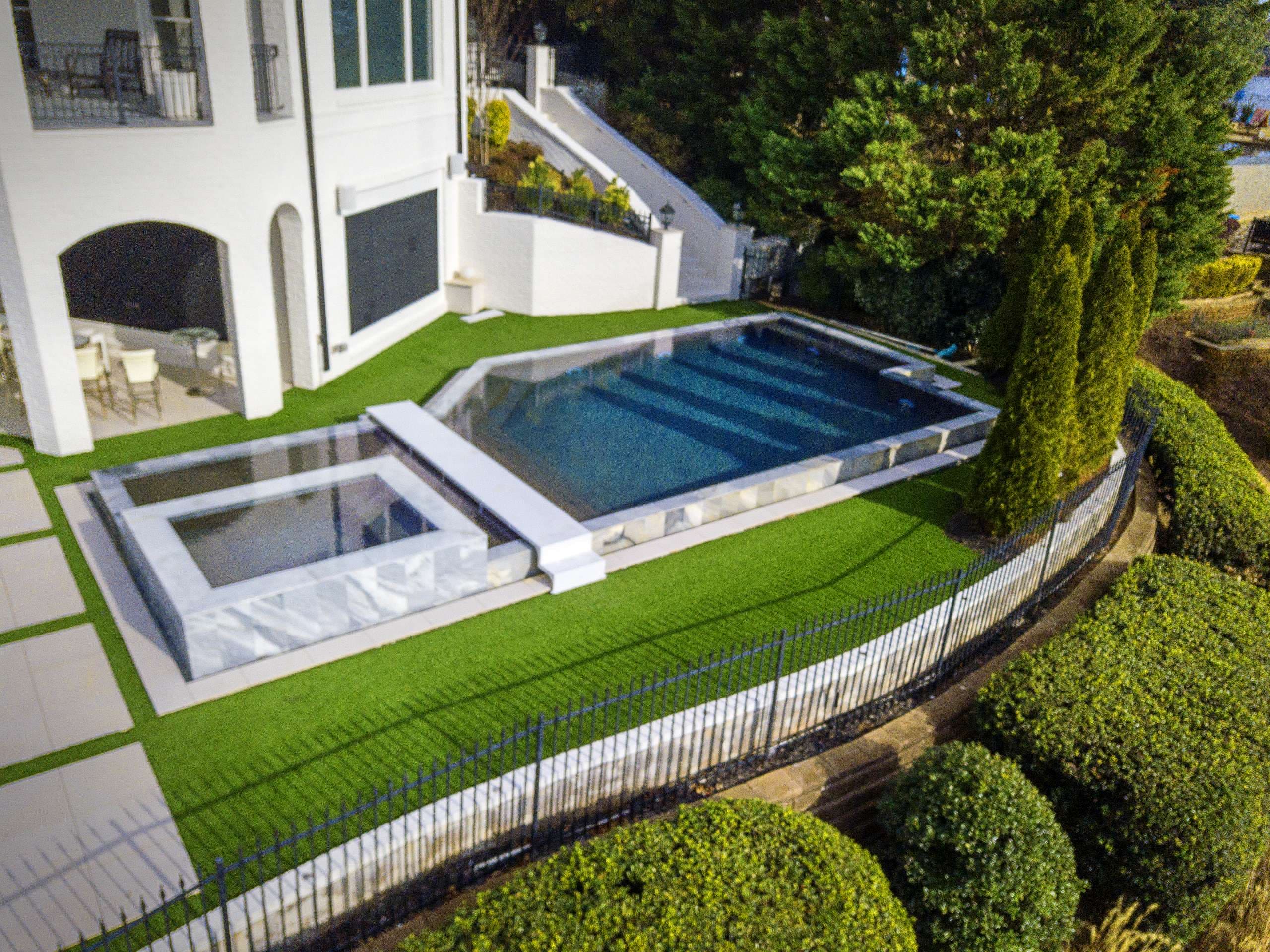 Pool renovation aerial view